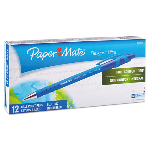 FlexGrip Ultra Retractable Ballpoint Pen, Medium 1mm, Blue Ink/Barrel, Dozen