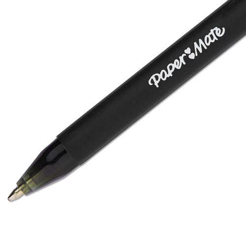 Image of Paper Mate® Comfortmate Ultra Ballpoint Pen, Retractable, Fine 0.8 Mm, Black Ink, Black Barrel, Dozen