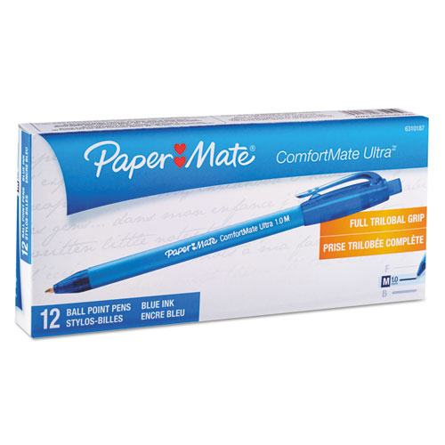 ComfortMate Ultra Retractable Ballpoint Pen, 1mm, Blue Ink/Barrel, Dozen