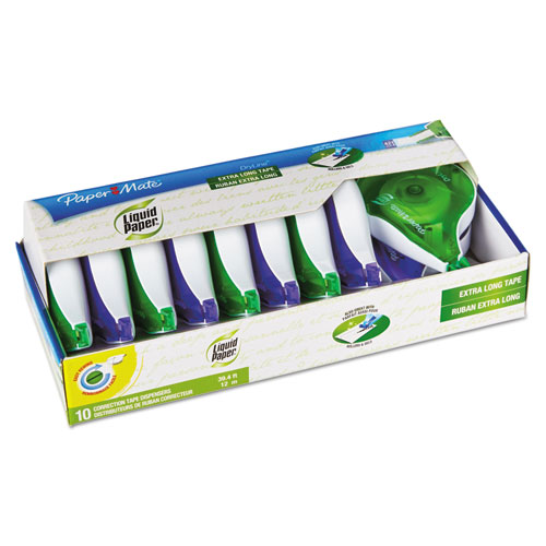 DryLine Correction Tape, Non-Refillable, Green/Purple Applicators, 0.17" x 472", 10/Pack