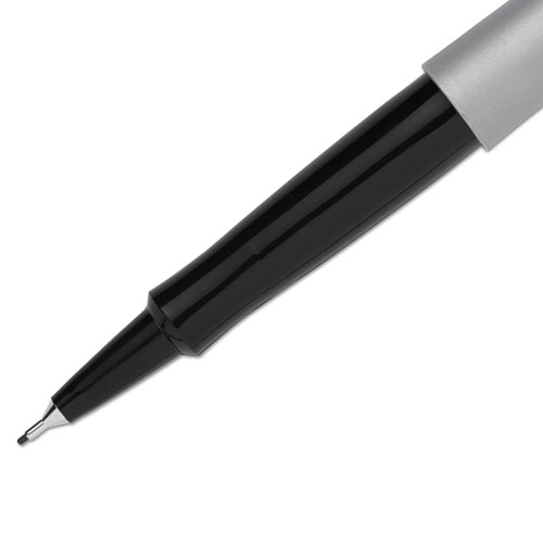 Image of Flair Felt Tip Porous Point Pen, Stick, Extra-Fine 0.4 mm, Black Ink, Black Barrel, Dozen