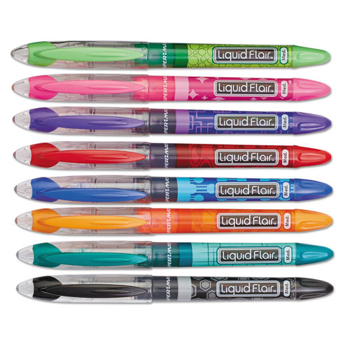 Paper Mate Flair Metallic Porous Point Pen, 0.7 mm, Assorted Ink and Barrel Colors, 8/Pack