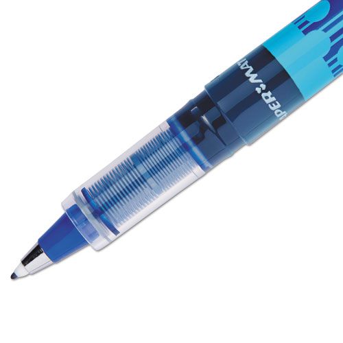 LIQUID FLAIR STICK POROUS POINT PEN, MEDIUM 0.7 MM, BLUE INK, GRAY/BLUE BARREL, DOZEN