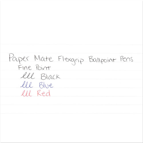 Image of Paper Mate® Flexgrip Elite Ballpoint Pen, Retractable, Fine 0.8 Mm, Black Ink, Black Barrel, Dozen