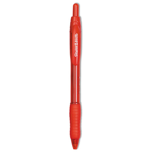 Paper Mate® Profile Ballpoint Pen, Retractable, Bold 1.4 mm, Red Ink, Translucent Red Barrel, Dozen