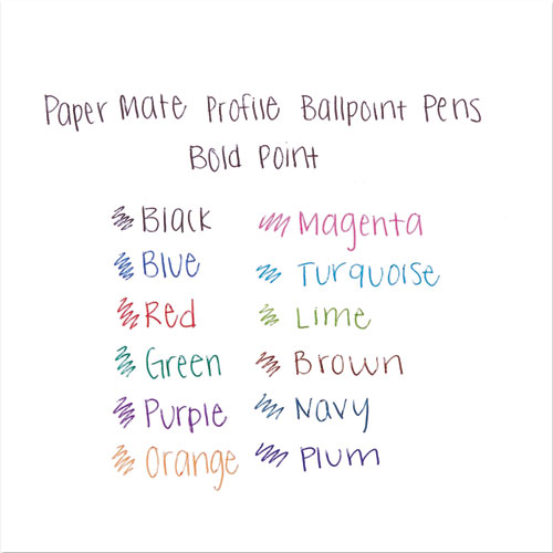 Image of Paper Mate® Profile Ballpoint Pen, Retractable, Bold 1.4 Mm, Purple Ink, Purple Barrel, Dozen