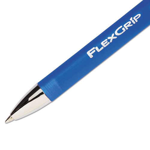 Image of Paper Mate® Flexgrip Elite Ballpoint Pen, Retractable, Fine 0.8 Mm, Blue Ink, Blue Barrel, Dozen