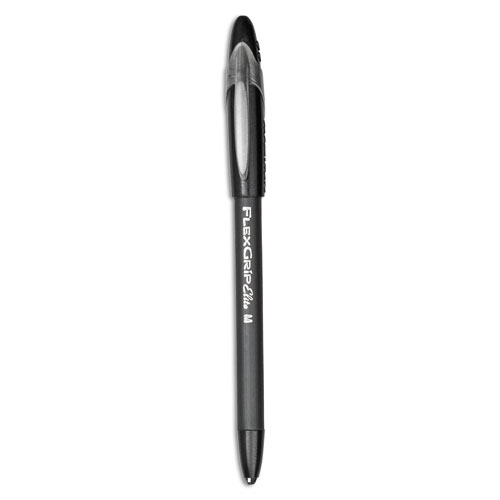 Image of Paper Mate® Flexgrip Elite Ballpoint Pen, Stick, Medium 1 Mm, Black Ink, Black Barrel, Dozen