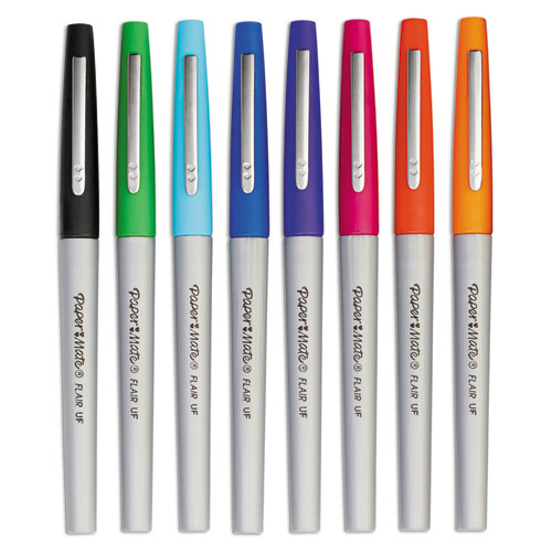 Image of Flair Felt Tip Porous Point Pen, Stick, Extra-Fine 0.4 mm, Assorted Ink and Barrel Colors, 8/Pack