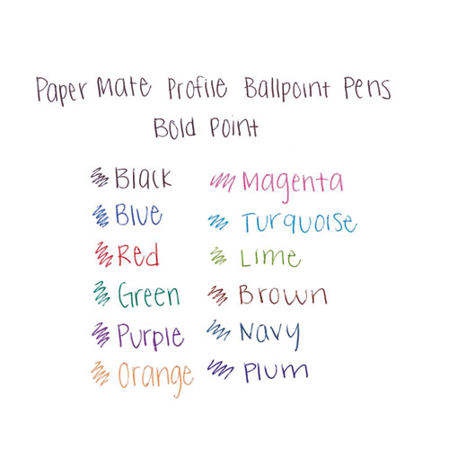 Image of Paper Mate® Profile Ballpoint Pen, Retractable, Bold 1.4 Mm, Black Ink, Black Barrel, Dozen