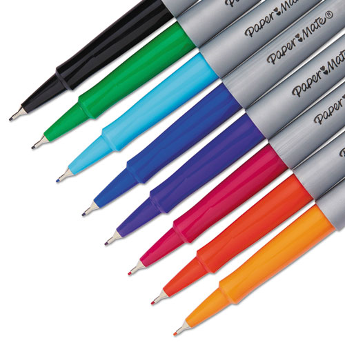 Image of Flair Felt Tip Porous Point Pen, Stick, Extra-Fine 0.4 mm, Assorted Ink and Barrel Colors, 8/Pack