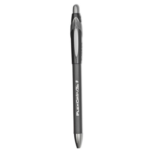 Paper Mate® Flexgrip Elite Ballpoint Pen, Retractable, Fine 0.8 Mm, Black Ink, Black Barrel, Dozen