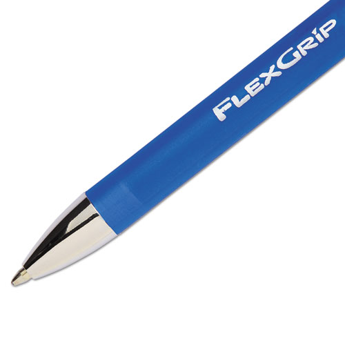 FlexGrip Elite Ballpoint Pen, Retractable, Medium 1 mm, Blue Ink, Blue Barrel, Dozen