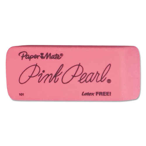 Pink Pearl Eraser, Rectangular, Large, Elastomer, 12/Box | by Plexsupply