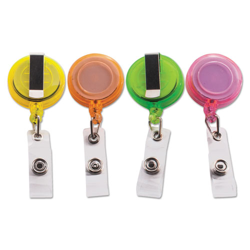 Deluxe Retractable ID Card Reel, 30" Extension, Assorted Colors, 20/Pack