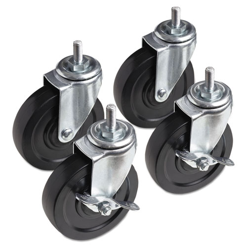 Image of Optional Casters For Wire Shelving, 125 lbs/Caster, Black, 4/Set