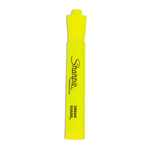 Sharpie® Tank Style Highlighters, Fluorescent Yellow Ink, Chisel Tip, Yellow Barrel, Dozen