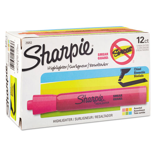 Image of Sharpie® Tank Style Highlighters With Open-Stock Box, Assorted Ink Colors, Chisel Tip, Assorted Barrel Colors, Dozen