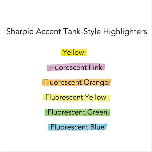 Image of Tank Style Highlighters with Open-Stock Box, Assorted Ink Colors, Chisel Tip, Assorted Barrel Colors, Dozen
