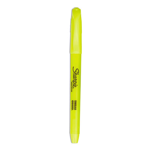 Sharpie® Pocket Style Highlighters, Fluorescent Yellow Ink, Chisel Tip, Yellow Barrel, Dozen