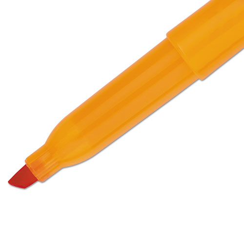 Image of Sharpie® Pocket Style Highlighters, Fluorescent Orange Ink, Chisel Tip, Orange Barrel, Dozen
