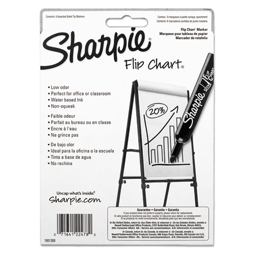 Image of Sharpie® Flip Chart Marker, Broad Bullet Tip, Assorted Colors, 8/Set