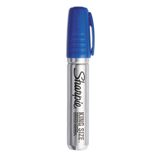 Image of Sharpie® King Size Permanent Marker, Broad Chisel Tip, Blue, Dozen