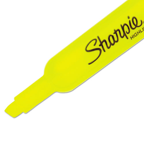 Image of Tank Style Highlighters, Fluorescent Yellow Ink, Chisel Tip, Yellow Barrel, Dozen