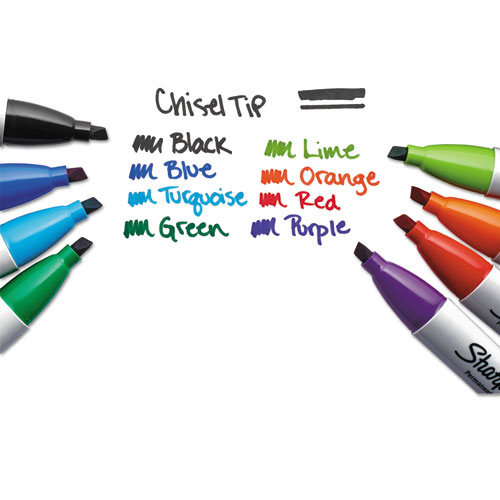 Chisel Tip Permanent Marker, Medium, Assorted Colors, 8/Set