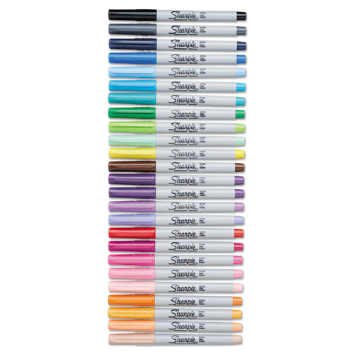 Image of Sharpie® Ultra Fine Tip Permanent Marker, Ultra-Fine Needle Tip, Assorted Colors, 24/Set
