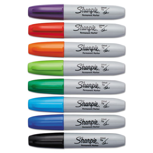 Image of Sharpie® Chisel Tip Permanent Marker, Medium Chisel Tip, Assorted Colors, 8/Set