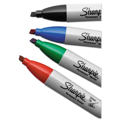 Image of Sharpie® Chisel Tip Permanent Marker, Medium Chisel Tip, Black, 4/Pack