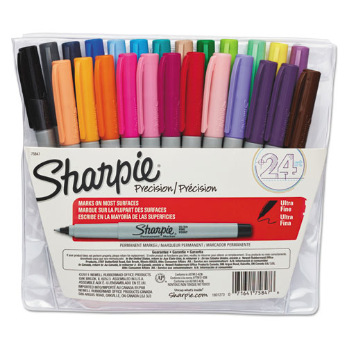 Sharpie® Permanent Markers, Ultra Fine Point, Assorted Colors, 5/Set