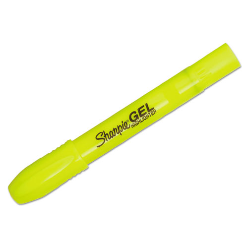 Gel Highlighters, Fluorescent Yellow Ink, Bullet Tip, Yellow Barrel
