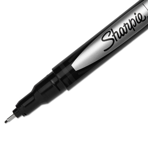 Image of Sharpie® Water-Resistant Ink Porous Point Pen, Stick, Fine 0.4 Mm, Black Ink, Black/Gray Barrel, Dozen