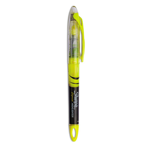 Image of Liquid Pen Style Highlighters, Fluorescent Yellow Ink, Chisel Tip, Yellow/Black/Clear Barrel, Dozen