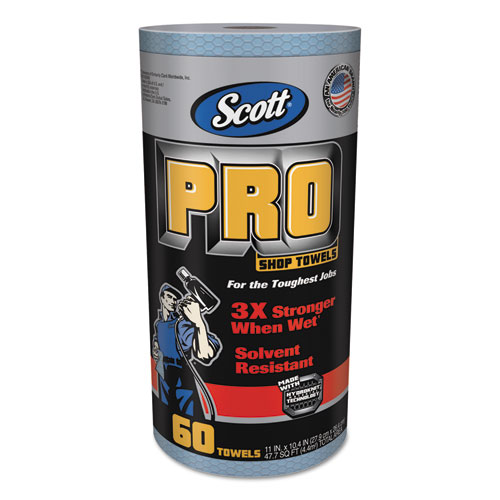 Scott® Pro Shop Towels, Heavy Duty, 1-Ply, 10.4 x 11, Blue, 12 Rolls/Carton