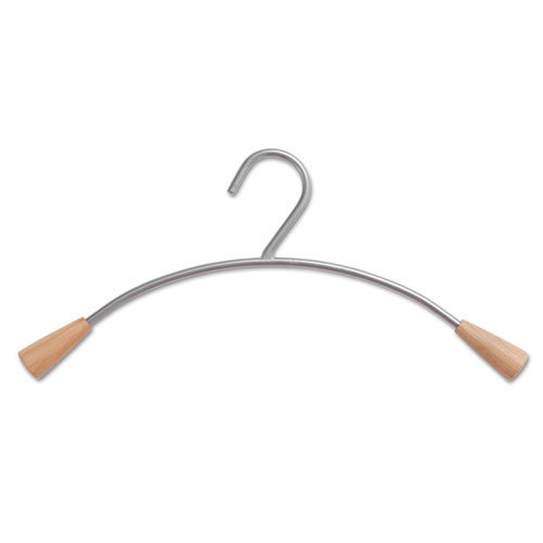 Alba™ Metal And Wood Coat Hangers, 16.8", Metallic Gray/Mahogany, 6/Set