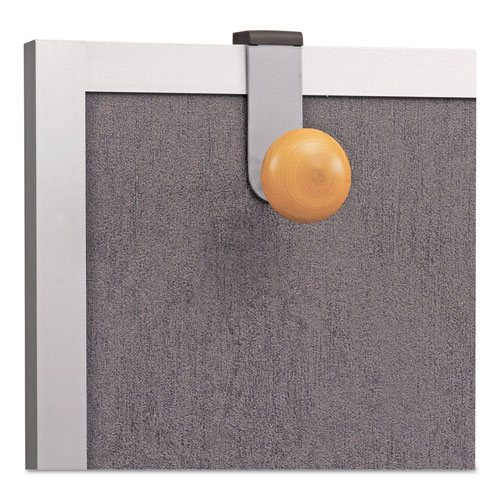 Image of Alba™ Cubicle Garment Peg, 1-Hook, 1.2 X 1.38 X 4.3, Wood, Metallic Gray, 1 Lb Capacity