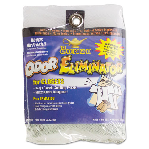 Gonzo® Odor Eliminator, Volcanic Rocks, 8 oz Bag, 12/Carton