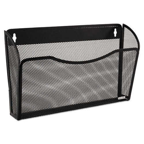 Image of Single Pocket Wire Mesh Wall File, Letter Size, 14" x 3.27" x 8.5", Black