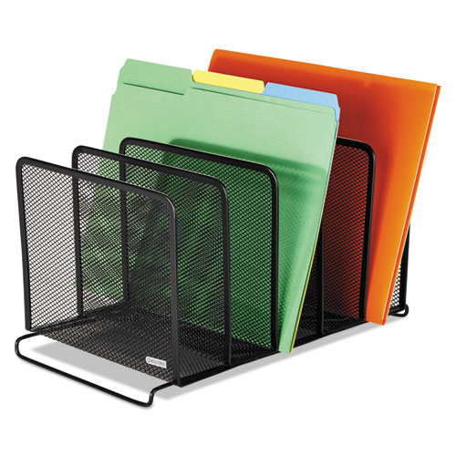 Image of Rolodex™ Mesh Stacking Sorter, 5 Sections, Letter To Legal Size Files, 8.25" X 14.38" X 7.88", Black