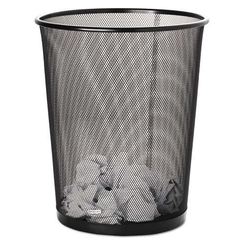 Image of Rolodex™ Mesh Round Wastebasket, 4.5 Gal, Mesh, Black