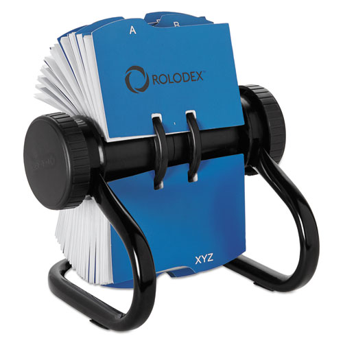 Rolodex™ Open Rotary Business Card File with 24 Guides, Holds 400 2.63 x 4 Cards, 6.5 x 5.61 x 5.08, Metal, Black