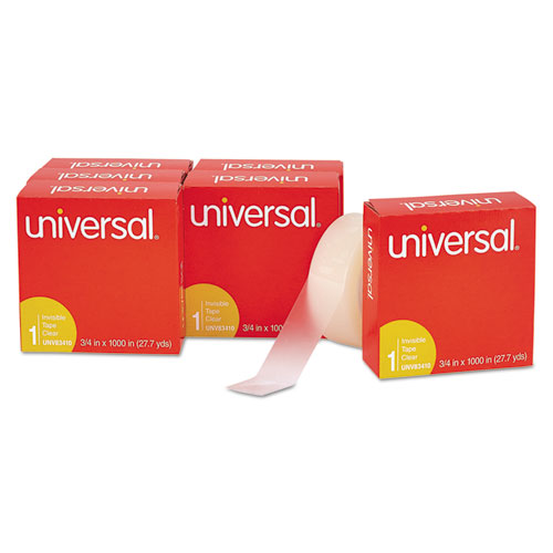 Universal Invisible Tape 3/4 inch x 1000 inch 1 inch Core Clear 6/Pack