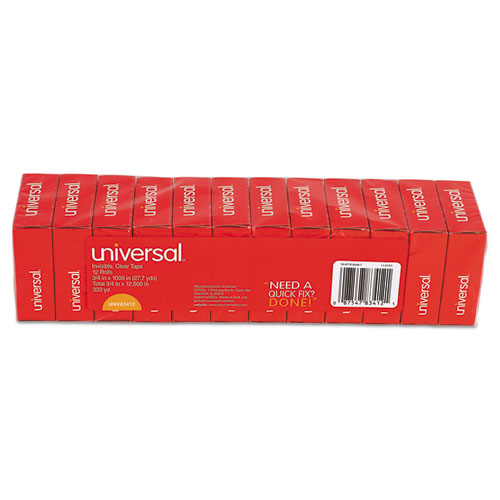 Image of Universal® Invisible Tape, 1" Core, 0.75" X 83.33 Ft, Clear, 12/Pack