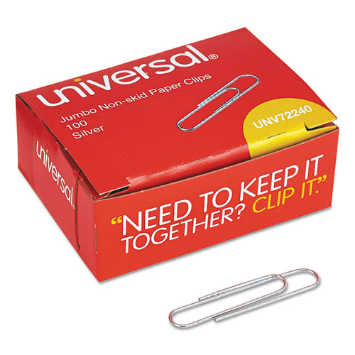 Universal® Paper Clips, #1, Nonskid, Silver, 100 Clips/Box, 10 Boxes/Pack