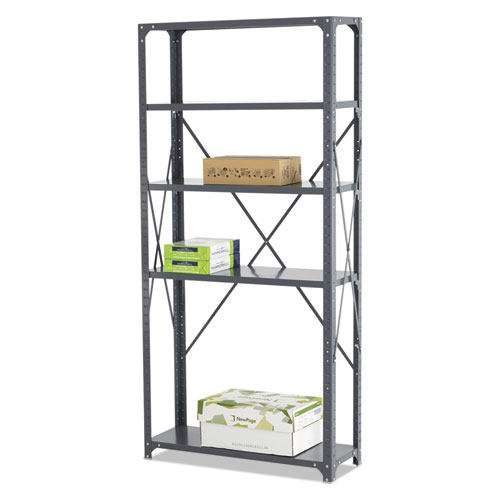 Image of Safco® Commercial Steel Shelving Unit, Five-Shelf, 36W X 12D X 75H, Dark Gray