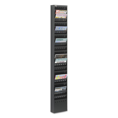Safco® Steel Magazine Rack, 23 Compartments, 10W X 4D X 65.5H, Black