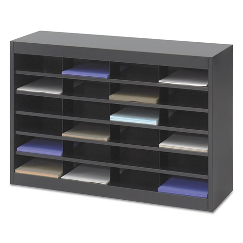 Steel/Fiberboard E-Z Stor Sorter, 24 Compartments, 37.5 x 12.75 x 25.75, Black